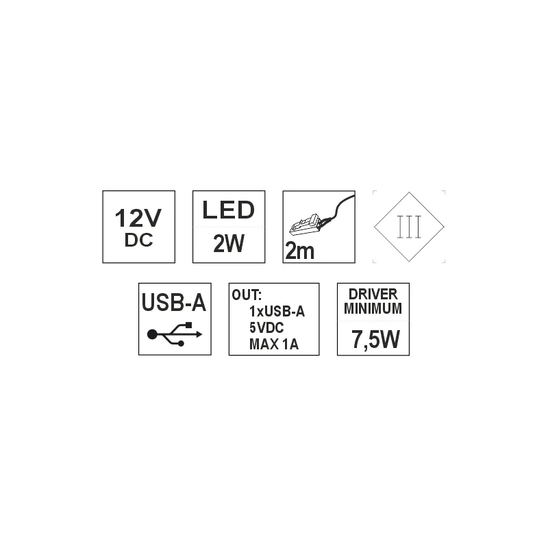 Furnika Lena II lampă LED mobilier USB negru