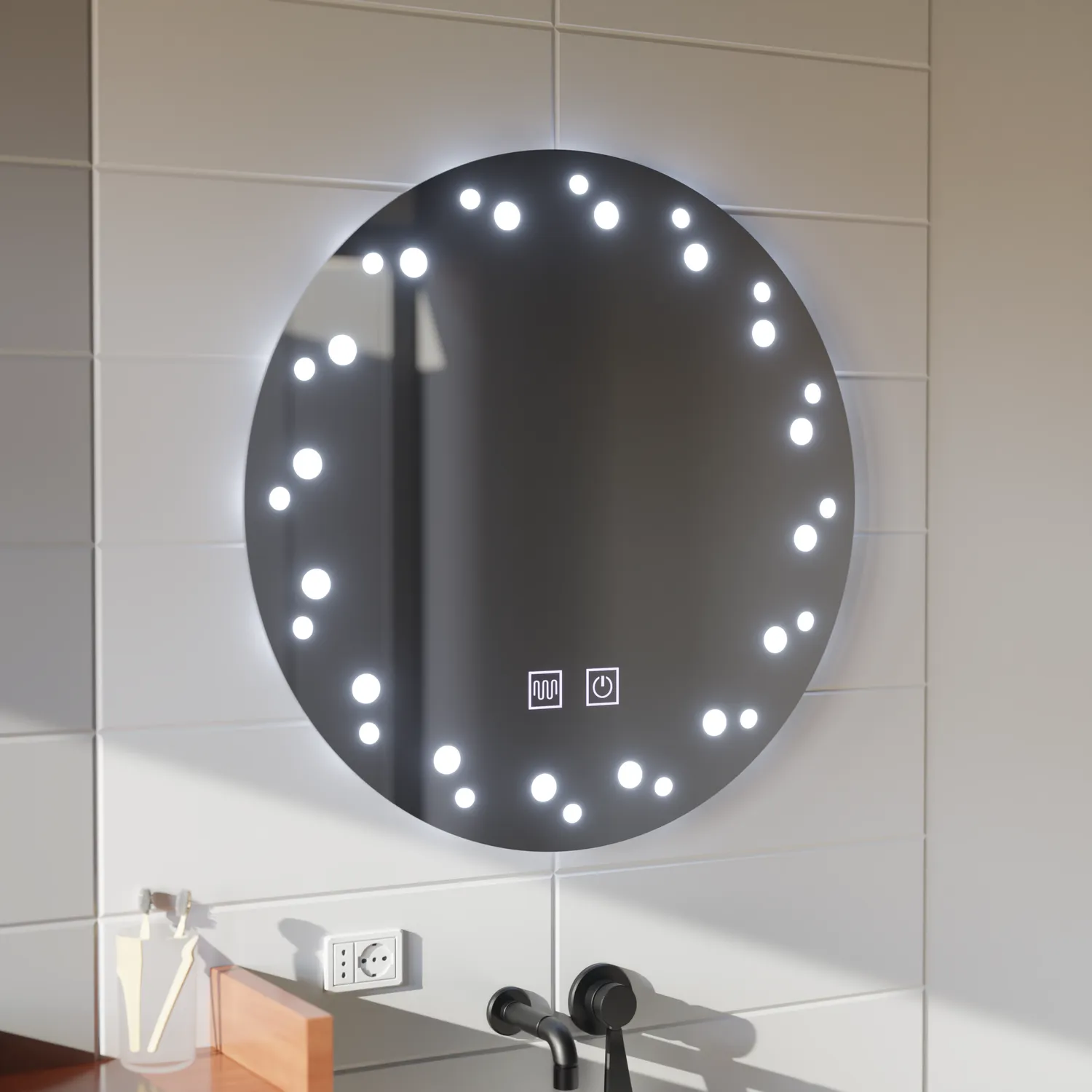 Alessandro Design Ivory oglinda LED touch 50x50cm cu dezaburire