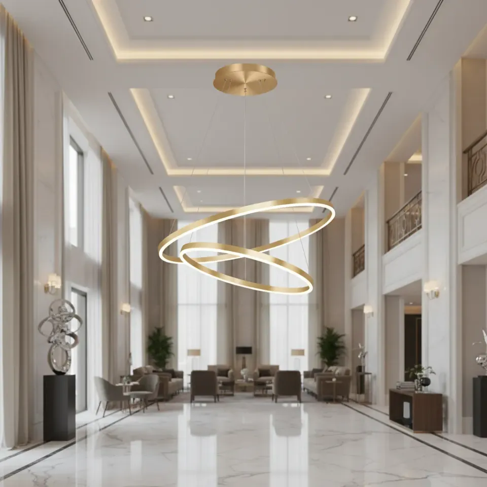 Alessandro Design Christine 41W lustra LED aurie 2 inele dimabila