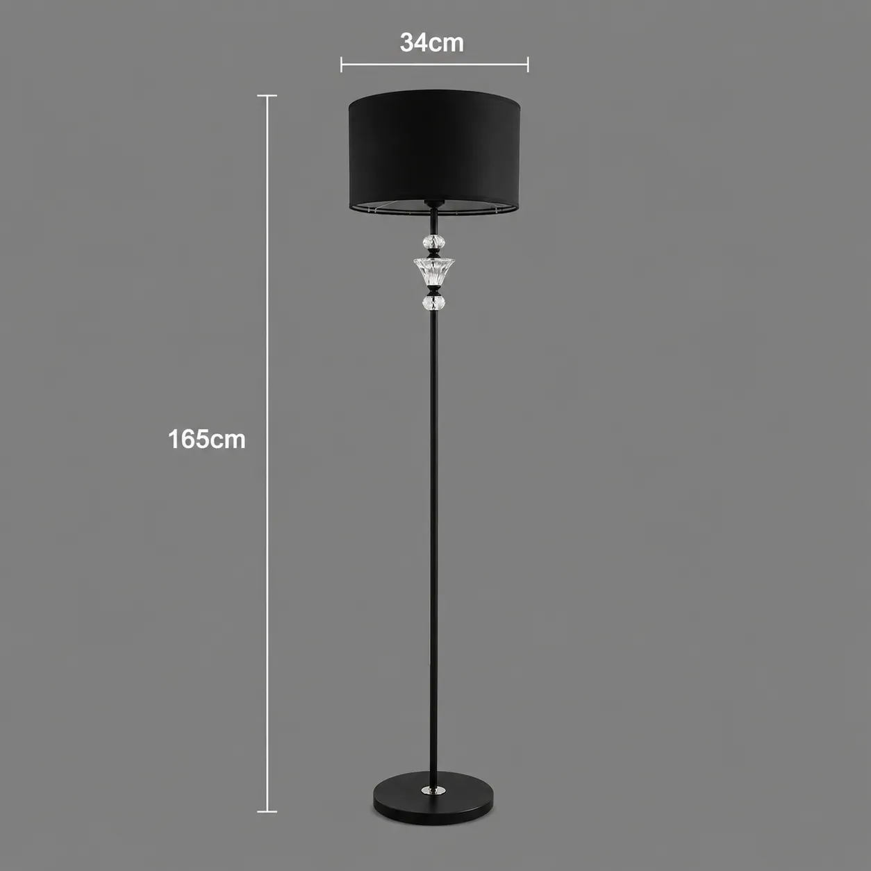 Alessandro Design PAVLODAR lampadar E27 165cm negru cristal